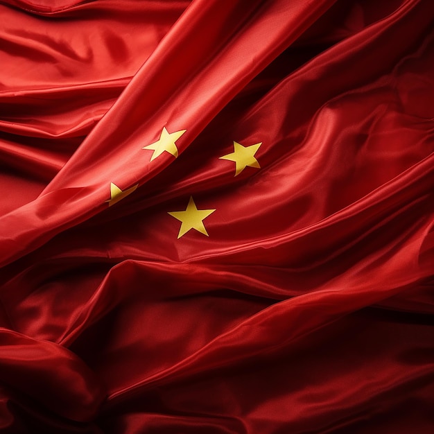 CloseUp China Flag on Colorful Background
