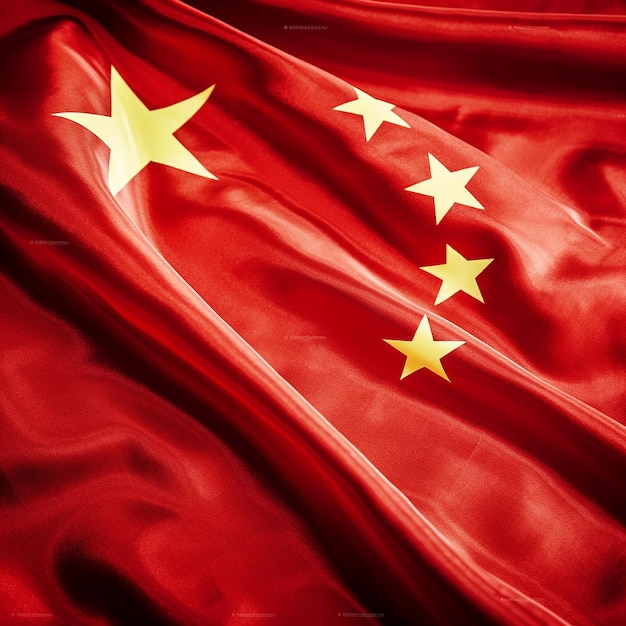 CloseUp China Flag on Colorful Background