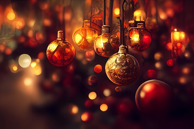 Premium Photo | Closeup christmas decorations background with selective ...