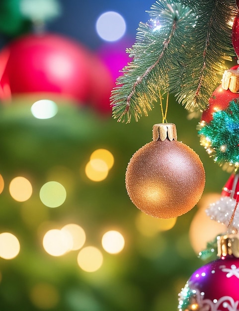 Крупным планом рождественские украшения с ярким красочным боке на фоне рождественской концепции