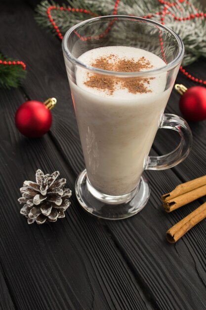 Closeup on Christmas eggnog