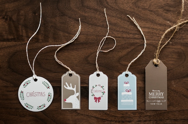 closeup of christmas wishing card tag