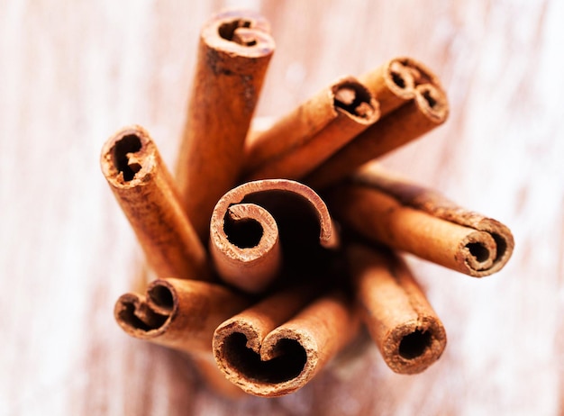 Closeup Cinnamon Sticks view from above