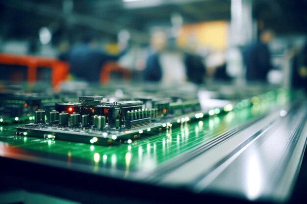 Closeup of a circuit board with multiple red lights