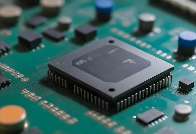 closeup of a circuit boards chipset reverse cpu electronic