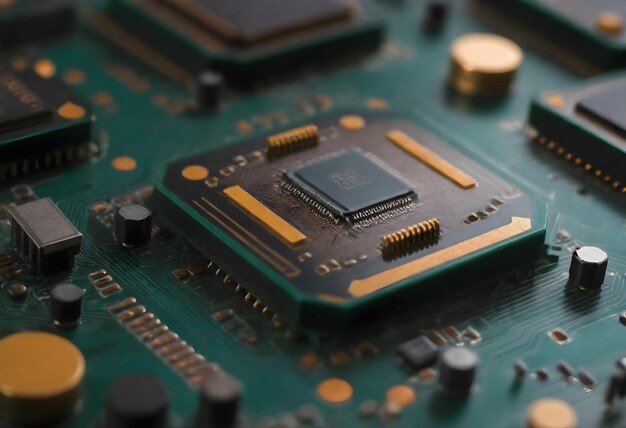 closeup of a circuit boards chipset reverse cpu electronic