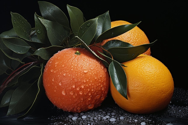 Closeup Citrus Delight on Gray Background