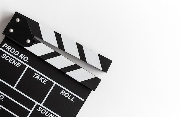 Closeup clapboard on white background