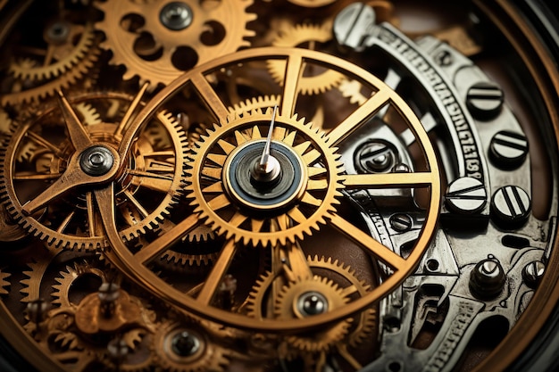 Closeup of clock gears and mechanism