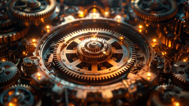 CloseUp of a Clock With Lots of Gears Generative AI