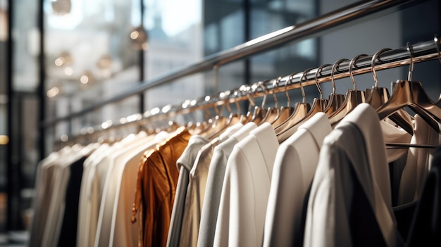 Closeup of Clothing on hanger at the modern store