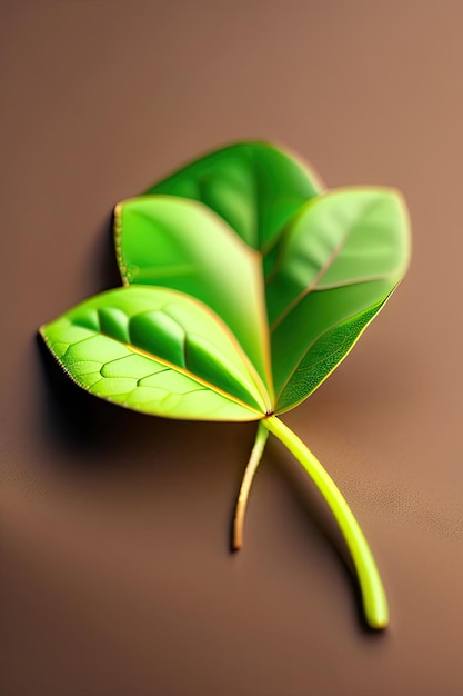 Photo closeup clovershaped green leaf of oxalis corniculata or creeping woodsorrel plant