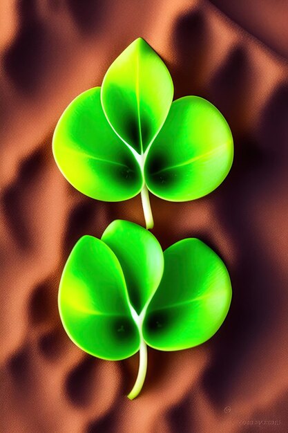 Photo closeup clovershaped green leaf of oxalis corniculata or creeping woodsorrel plant