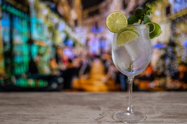 Closeup Of A Cocktail Or Mojito In A Bar