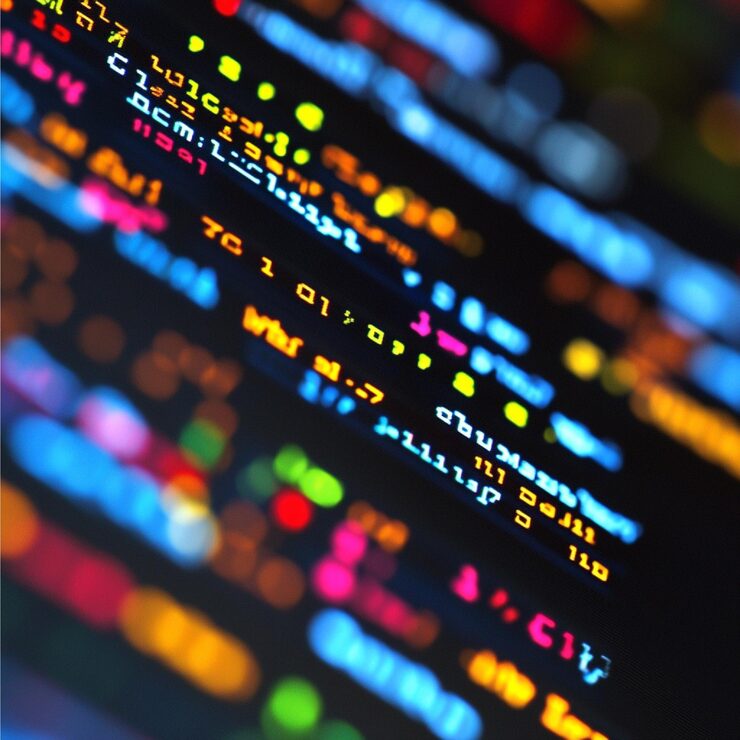 Photo 파이, 자바스크립트 또는 c와 같은 다른 프로그래밍 언어의 코드 스니의 클로즈업