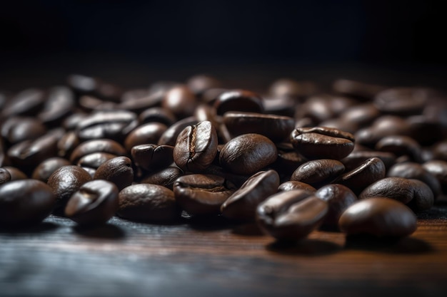 Closeup coffee beans AI generated