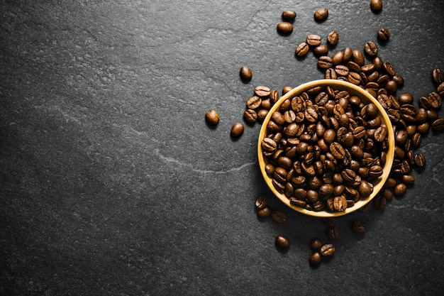 Closeup of coffee beans in bowl