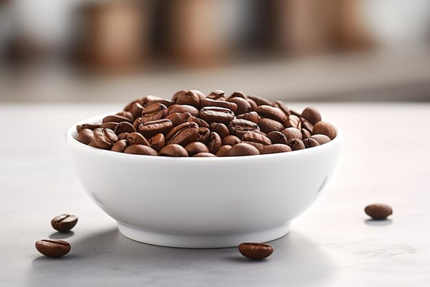 Closeup of coffee beans in a glass jar