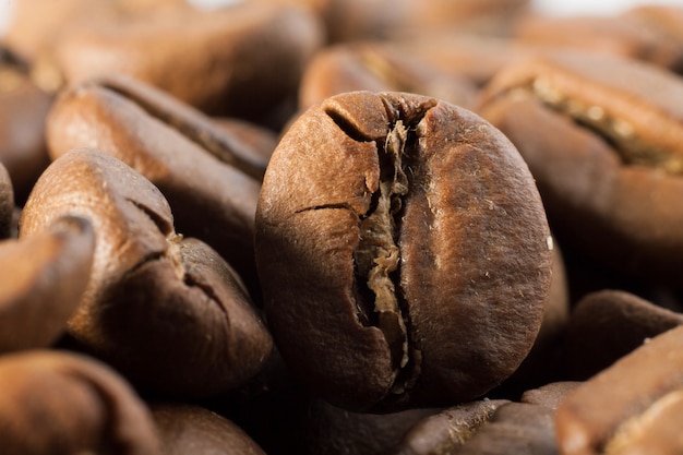 Closeup coffee beans  macro 