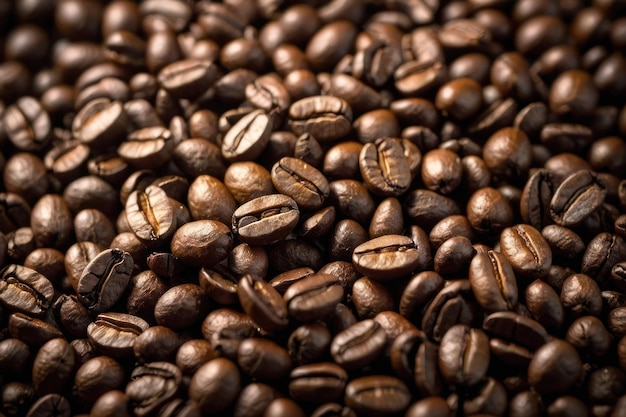 Крупный снимок кофейных зерен на текстурированном фоне