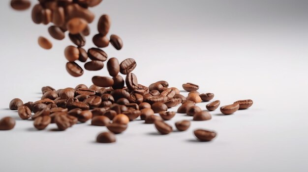 Closeup of Coffee Beans on White Background