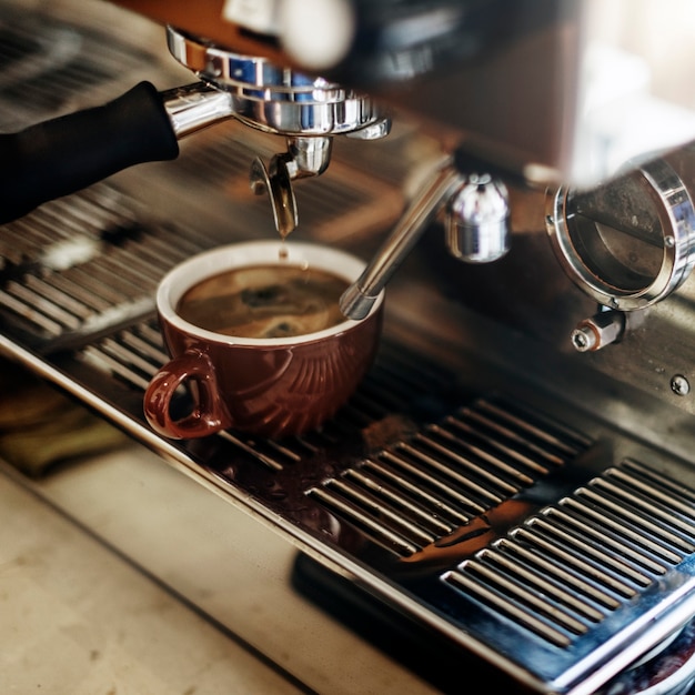 Closeup of coffee machine