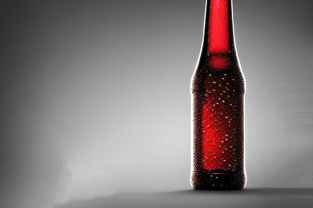 Closeup of a Cold Bottle of Lager on Dark Background