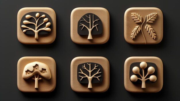 Closeup Collection 3d cute tree icon Generative AI