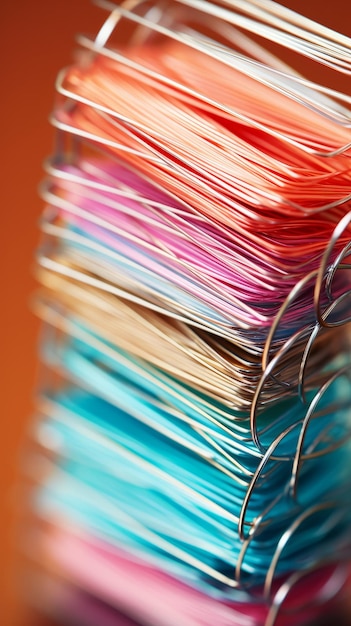 Closeup of colorful clothes hangers