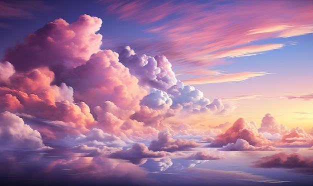 Photo closeup of colorful clouds in the sunset sky colorful background