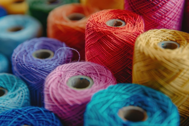 closeup of colorful Cotton threads in textile fabric