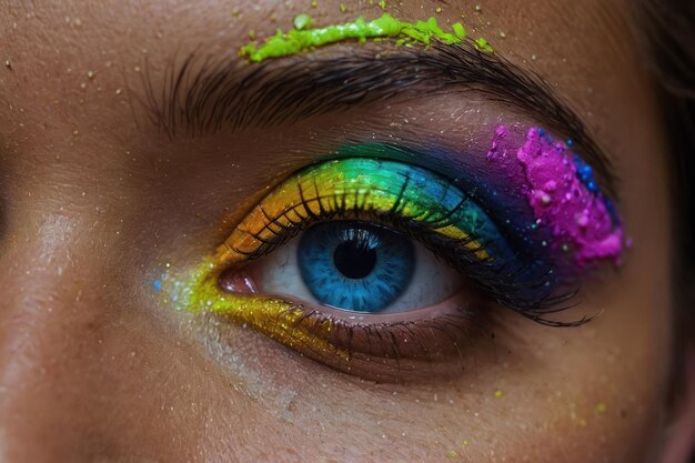 Closeup of colorful eye makeup