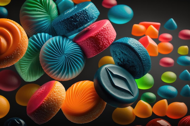 Closeup of colorful and flavored cough drops