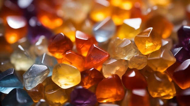 Closeup of colorful glass gems