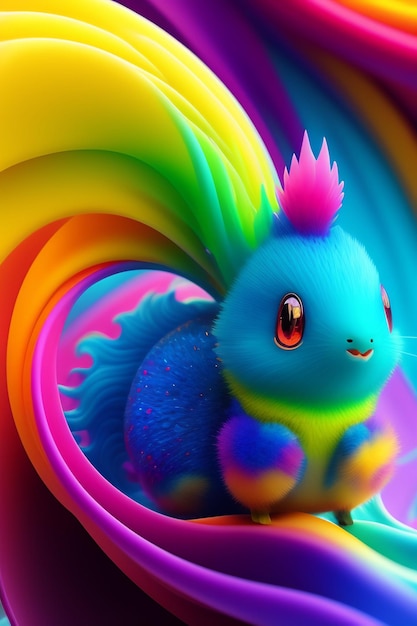 A closeup of a colorful pokemon inspired by underwater ink