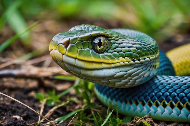 Крупный вид красочной змеи в естественной среде обитания