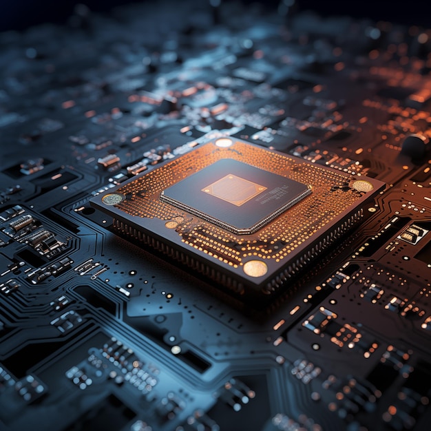 Closeup of computer CPU processor Technology concept