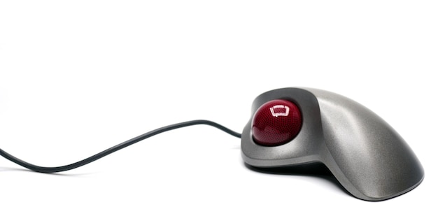 Photo closeup computer mouse with cord