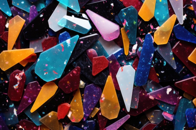 Closeup of confetti in various shapes and colors