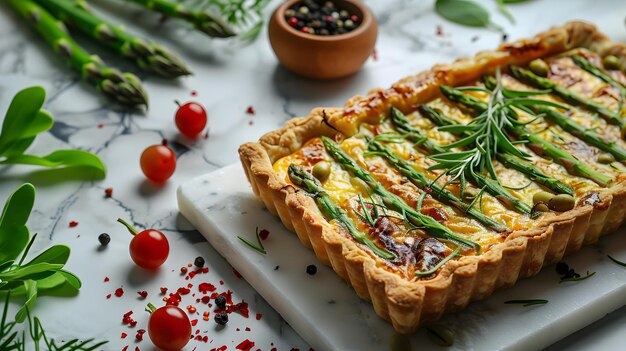 Closeup Cooking Homemade Asparagus Quiche Cuisine