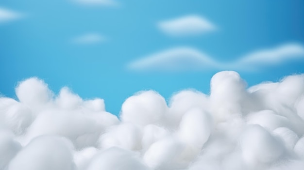 Closeup cotton wool clouds on isolated sky blue background