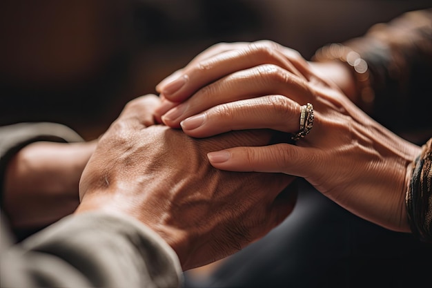 Closeup of Couple's Hands Holding Each Other Generative Ai