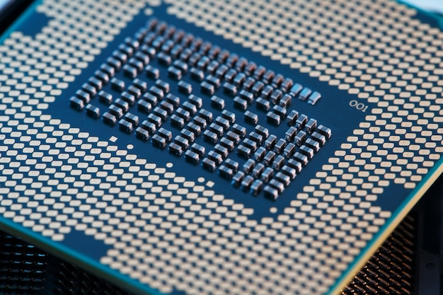 Photo closeup of cpu chip processor