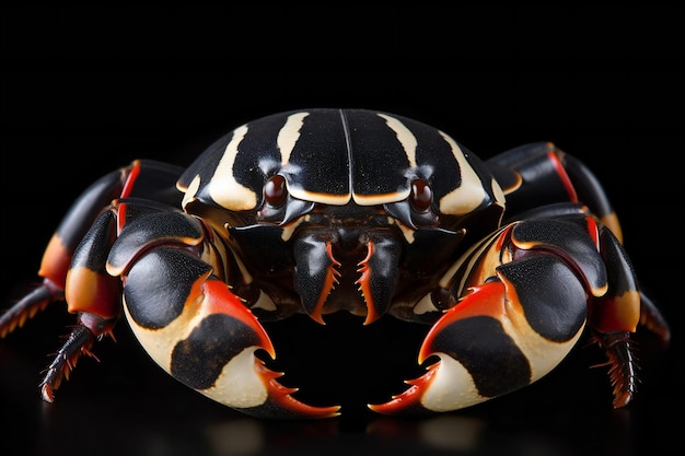 Closeup of a crab isolated on black background