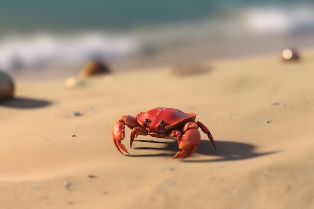 closeup of a crab without claw on the seashore in the morning Neural network AI generated