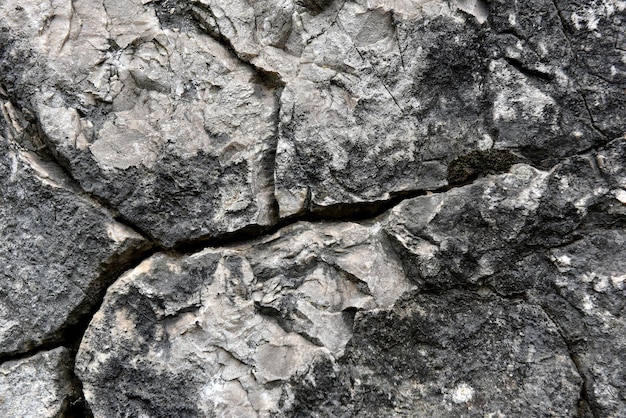 Closeup of a cracked limestone surface Sedimentary rock