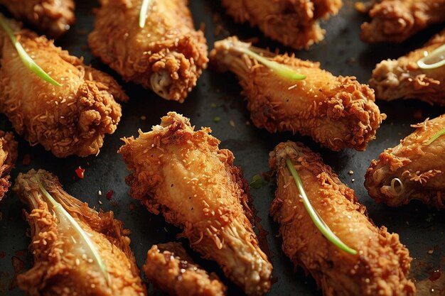 Photo closeup of crispy airfried chicken wings