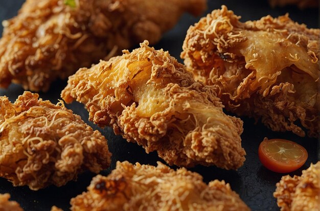 Photo a closeup of crispy fried chicken skin