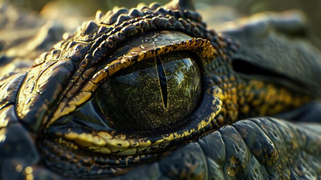 Closeup of a crocodile39s eye a captivating window into a prehistoric soul