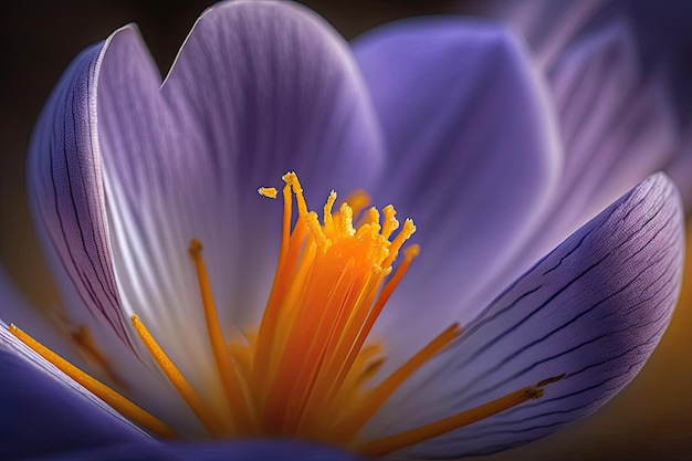 Closeup of crocus flower with its delicate petals and vibrant color